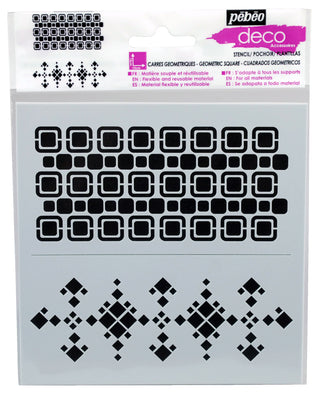 Pebeo Deco Stencil 15 x 15cm - Geometric Squares