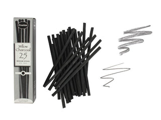 Coates Willow Charcoal 25 Medium Sticks (4 - 6 mm)