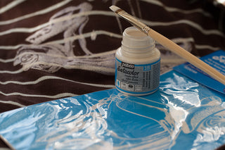 flocked patterns with Pebeo Setacolor Suede Effect paint