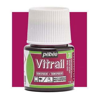 Pebeo Vitrail Transparent Glass Paint 45ml - 31 Old Pink