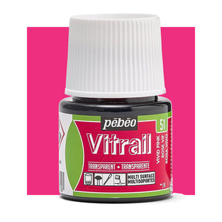 Pebeo Vitrail Transparent Glass Paint 45ml - 51 Vivid Pink