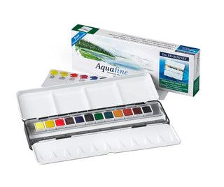 Daler Rowney Aquafine Watercolour Metal Box 12 Half Pan Set