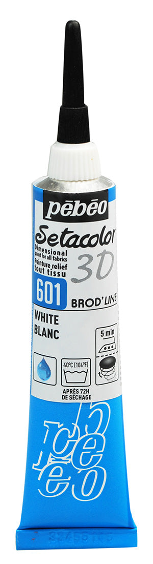 Pebeo Setacolor 3D Brod'Line Effect Fabric Paint 20ml - White