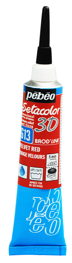 Pebeo Setacolor 3D Brod'Line Effect Fabric Paint 20ml - Velvet Red