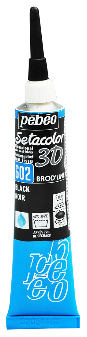 Pebeo Setacolor 3D Brod'Line Effect Fabric Paint 20ml - Black