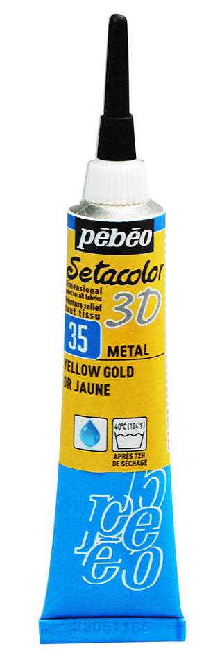 Pebeo Setacolor 3D Metal Effect Fabric Paint 20ml - Yellow Gold