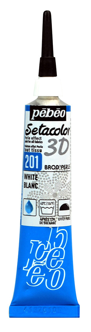 Pebeo Setacolor Brod'Pearl Effect Fabric Paint 20ml - White