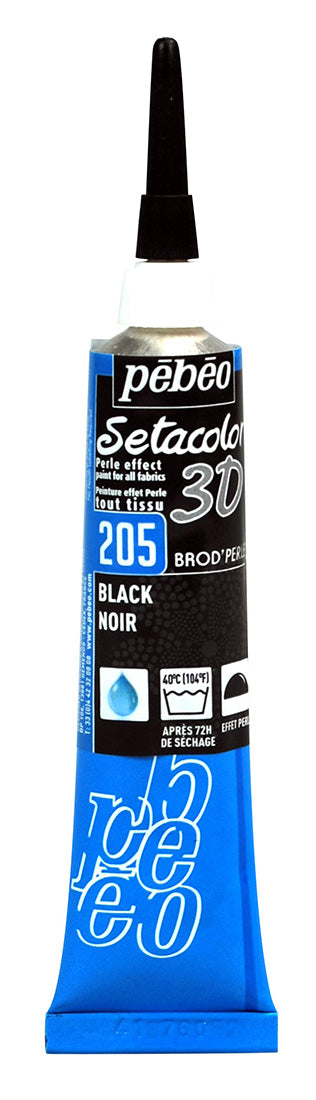 Pebeo Setacolor Brod'Pearl Effect Fabric Paint 20ml - Black
