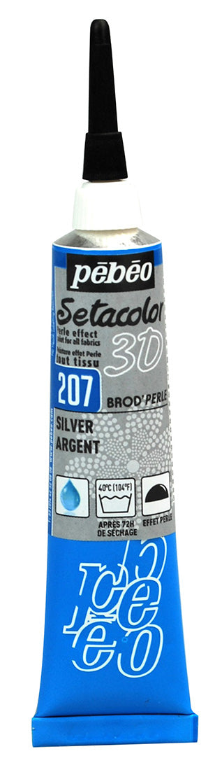 Pebeo Setacolor Brod'Pearl Effect Fabric Paint 20ml - Silver