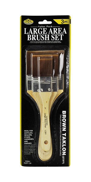 Royal & Langnickel Brown Taklon Flat Brush 3pc Set (RART-135)