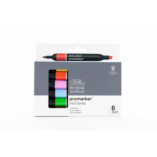 Winsor & Newton Promarker 6 Mid Tones Set