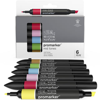 Winsor & Newton Promarker 6 Mid Tones Set