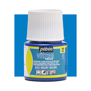 Pebeo Vitrea 160 Glass Paint 45ml - Cyan (Glossy)