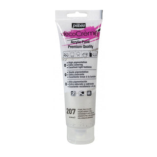 Pebeo DecoCreme Decor & Acrylic Paint 120ml - 207 Pale Silver