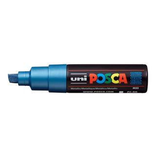 Uni POSCA PC-8K 8mm Chisel Marker Pens - Metallic Blue