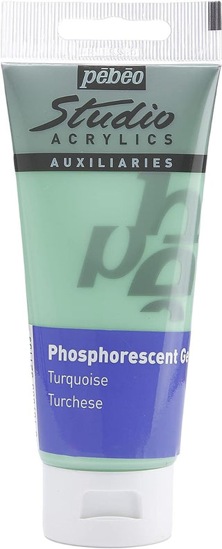 Pebeo Studio Acrylic 100ml Phosphorescent Gels - Phosphorescent Turquoise