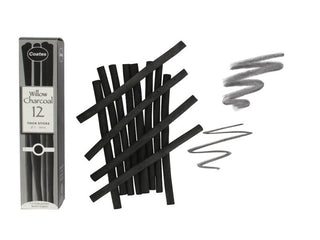 Coates Willow Charcoal 12 x Thick Sticks (7 - 9 mm)