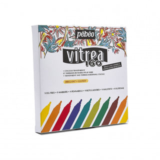 Pebeo Vitrea 160 Marker Set of 9 Assorted Glossy Colours