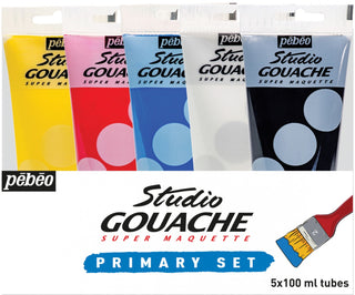 Pebeo Studio Gouache Paint Primary Set 5 x 100ml