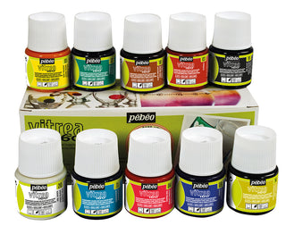 Pebeo Vitrea 160 Glass Paint Assorted 10 x 45ml Box Set