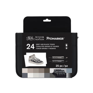 Winsor & Newton Promarker Grey and Black Tones Wallet 24 Set