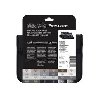 Winsor & Newton Promarker Grey and Black Tones Wallet 24 Set