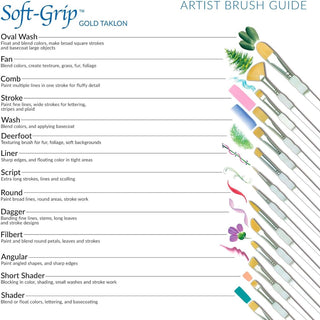 Royal & Langnickel Soft Grip Stiff Hog Bristle Brushes