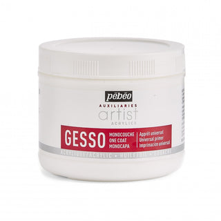 Pebeo Artist Acrylic Auxiliaries Gesso One Coat Universal Primer 500ml