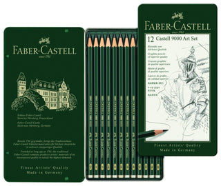 Faber-Castell Castell 9000 Series Graphite Pencil Tin 12pc