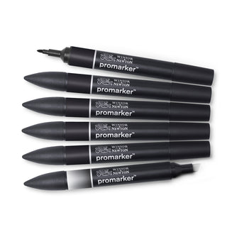 Winsor & Newton Promarker 6pc Black & Blender Set