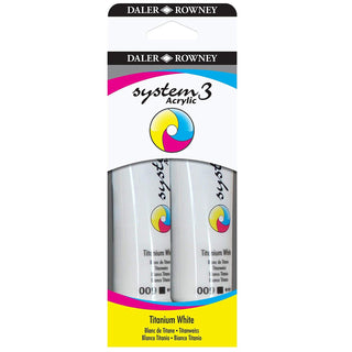 Daler Rowney System 3 Acrylic Pack of 2 x Titanium White 150ml