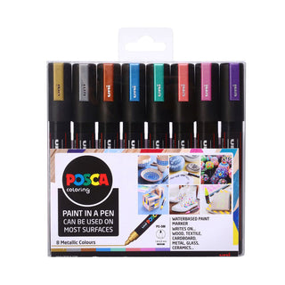 Uni POSCA Markers PC-5M Set of 8 Metallic Colours