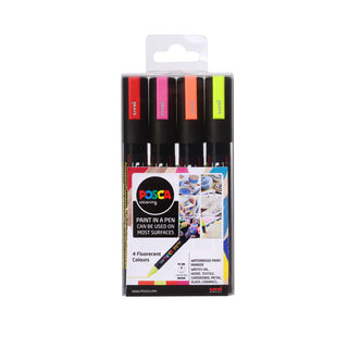 Uni POSCA Markers PC-5M Set of 4 Fluorescent Colours