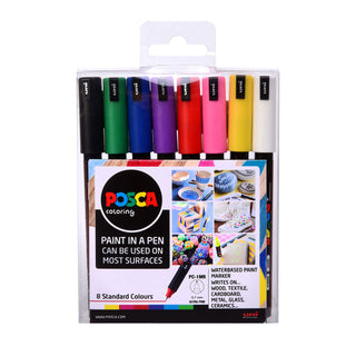 Uni POSCA Paint Markers PC-1MR Ultra-Fine Set of 8 Standard Colours