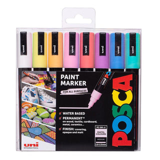 Uni POSCA Markers PC-5M Set of 8 Pastel Colours
