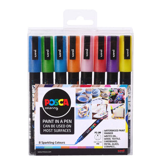 Uni POSCA Markers PC-3M Set of 8 Sparkling Colours