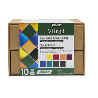 Pebeo Vitrail Collection Set 10 x 45ml & Accessories