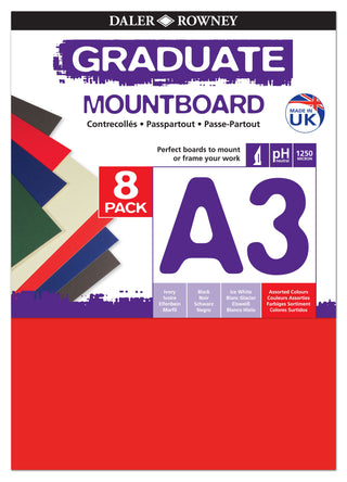 Daler Rowney Graduate Mount Board 8pk Assorted Colour A3