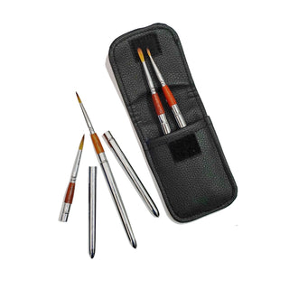 Studio 22 Travel Paint Brush Set of 5 in Leather Wallet