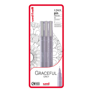 Uni-Ball Pin Graceful Grey Drawing Pen Set of 3