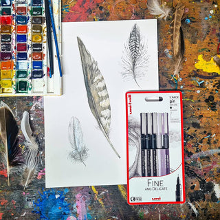 Uni-Ball Pin Fine and Delicate Drawing Pen Set of 5