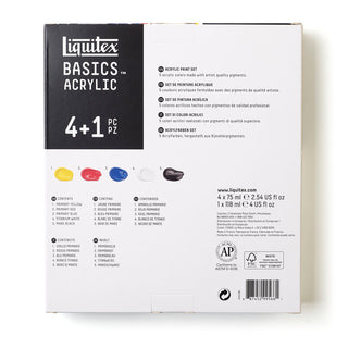 Liquitex Basics Acrylic Colour Set 4 x 75ml + 1 x 118ml