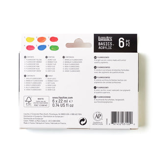Liquitex Basics Acrylic Fluorescents Set 6 x 22ml