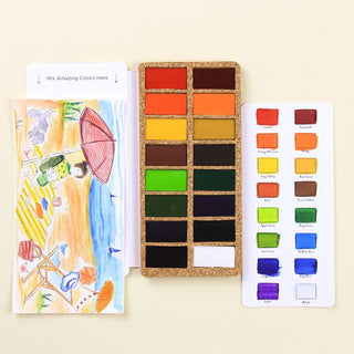 Viviva Watercolour Original 16 Colours Set on Cork Palette