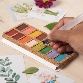 Viviva Watercolour Spring 16 Colours Set on Cork Palette