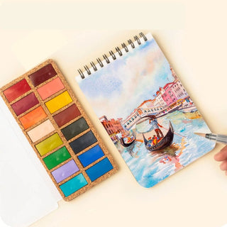 Viviva Watercolour Spring 16 Colours Set on Cork Palette
