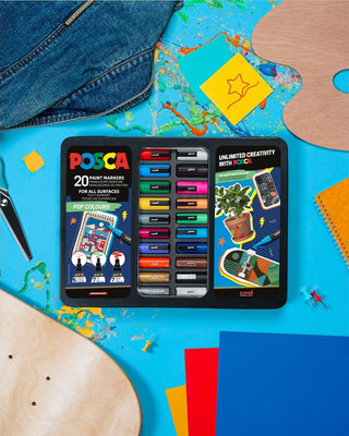 POSCA Paint Markers Pop Colours Collection Tin Set 20pc