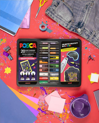 POSCA Paint Markers Groovy Colours Collection Tin Set 20pc