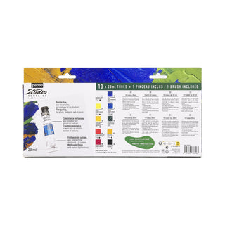 Pebeo Studio High Viscosity Acrylics Set 10 x 20ml Tubes with Brush