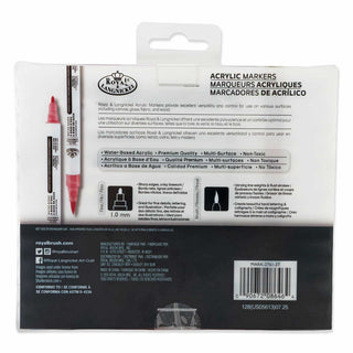 Royal & Langnickel Dual-Tip Acrylic Markers 12pc Primary + Neon Set